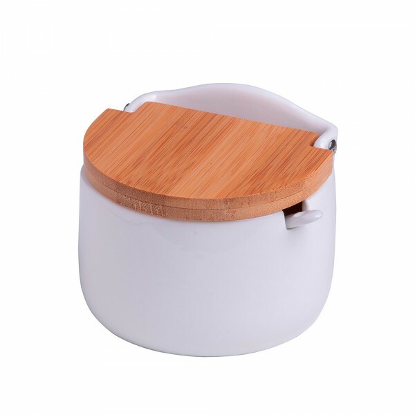 SALEIRO C/COLHER BRANCO 10X9.5CM # 2441