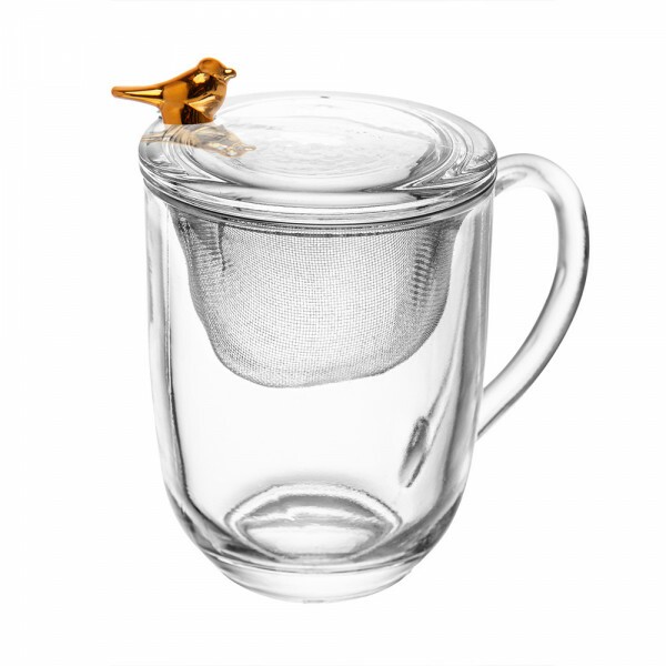 CANECA CRISTAL GOLDEN BIRD C/FILTRO 350ML # 21224