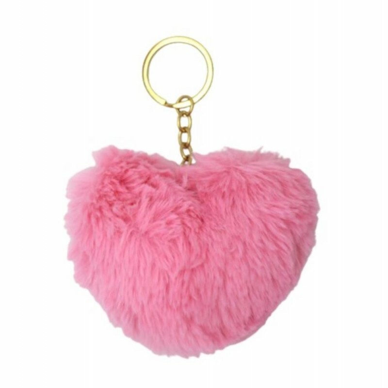 CHAVEIRO FLUFY CORACAO ROSA 9X8CM # CHP04