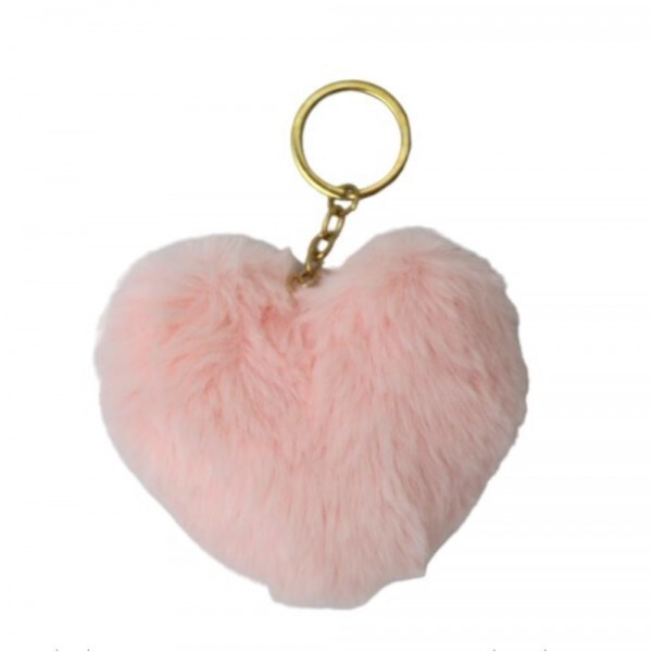 CHAVEIRO FLUFY CORACAO ROSA BEBE 9X8CM # CHP04