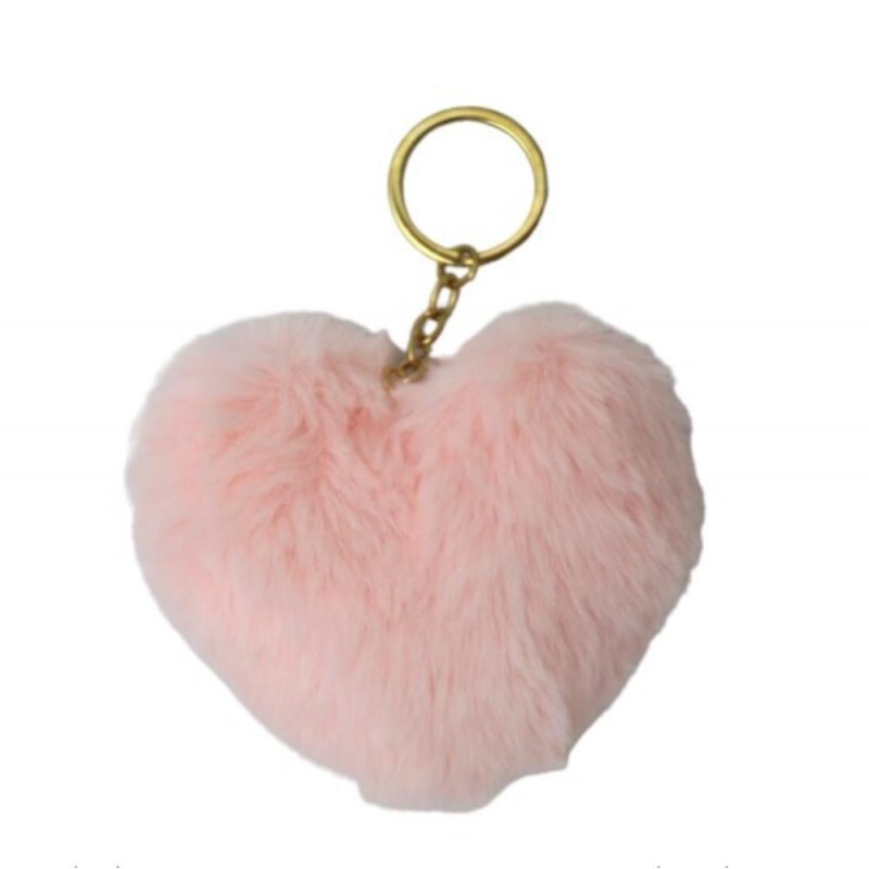 CHAVEIRO FLUFY CORACAO ROSA BEBE 9X8CM # CHP04