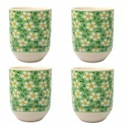 JOGO COPO FLORES VERDE/BRANCO C/4PCS # CN30A
