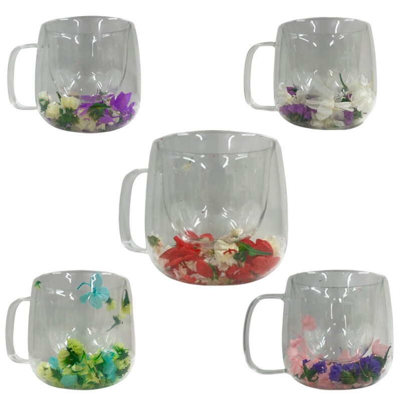 CANECA BOROSSILICATO C/FLORES 250ML CV-025
