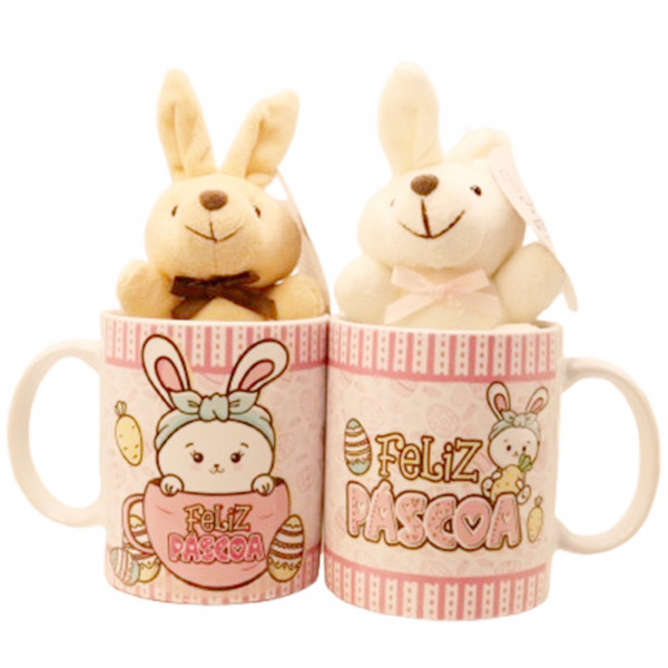 CANECA FELIZ PASCOA C/COLEHO 325ML # CN2611