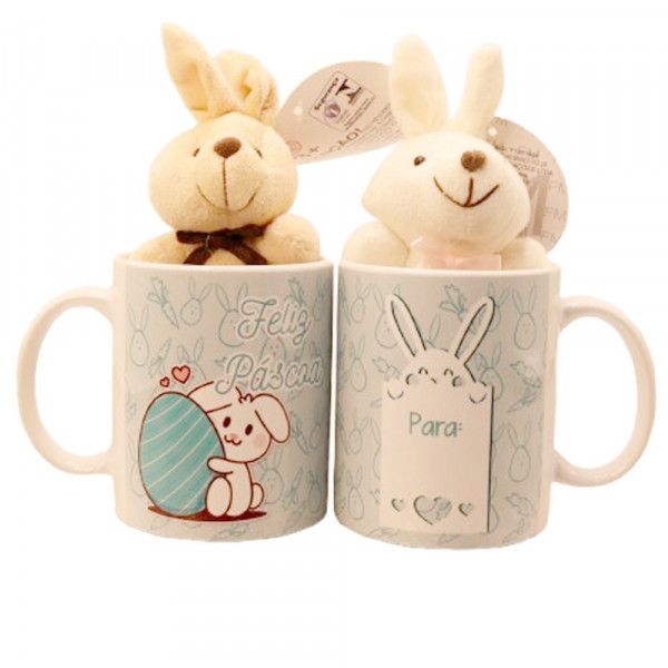CANECA FELIZ PASCOA C/COLEHO 325ML # CN2603