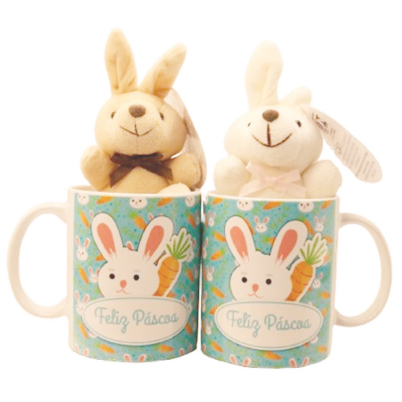 CANECA FELIZ PASCOA C/COLEHO 325ML # CN2605