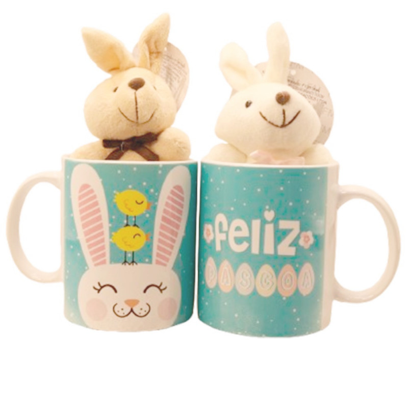 CANECA FELIZ PASCOA C/COLEHO 325ML # CN2607