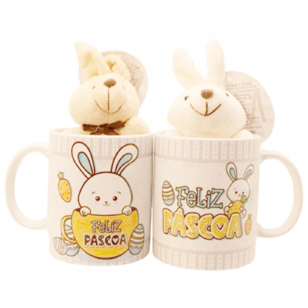 CANECA FELIZ PASCOA C/COLEHO 325ML # CN2612