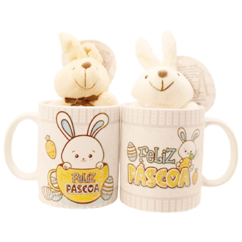 CANECA FELIZ PASCOA C/COLEHO 325ML # CN2612