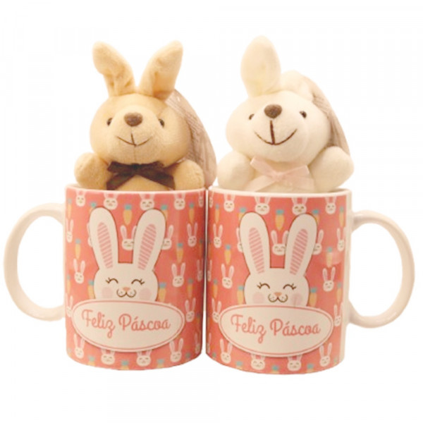 CANECA FELIZ PASCOA C/COLEHO 325ML # CN2604