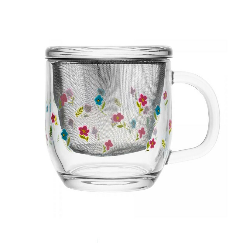 CANECA PRIMAVERA FLORES ROSA C/INFUSOR # 221831