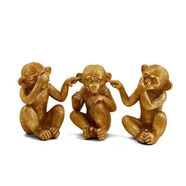 KIT MACACO SABEDORIA DOURADO C/3PCS 16CM # 17832 