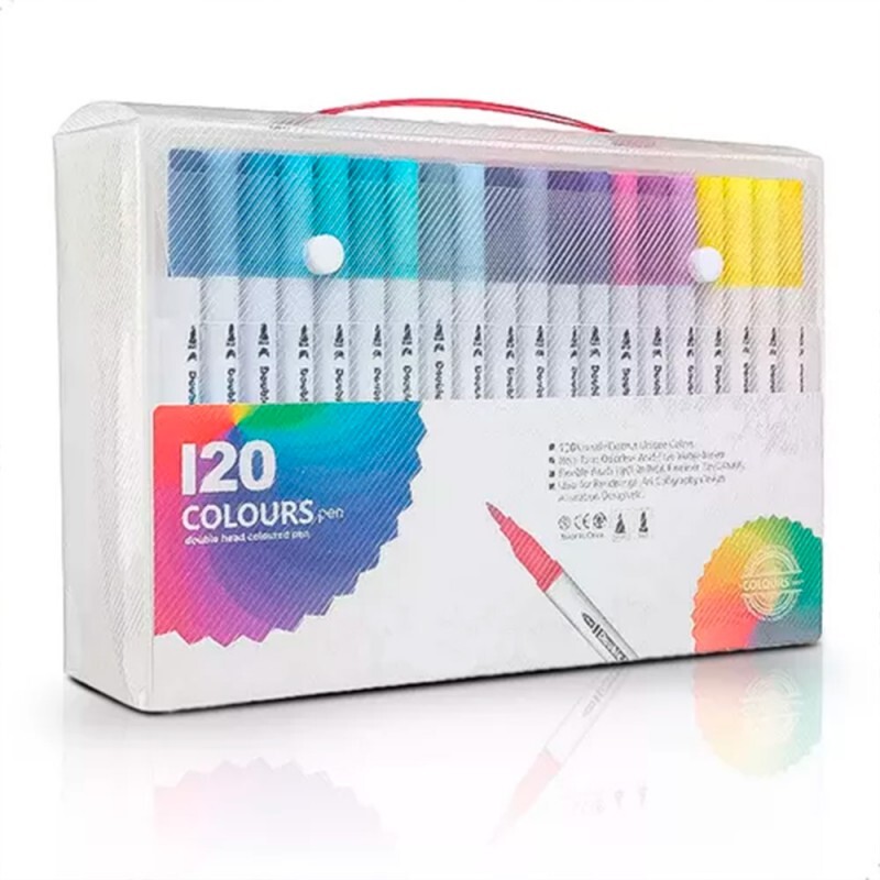 KIT CANETA PONTA DUPLA MALETA C/120PCS # 001-120@