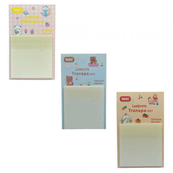 POST IT TRANSPARENTE 75X75MM C/50 FOLHAS # MJ-S9177