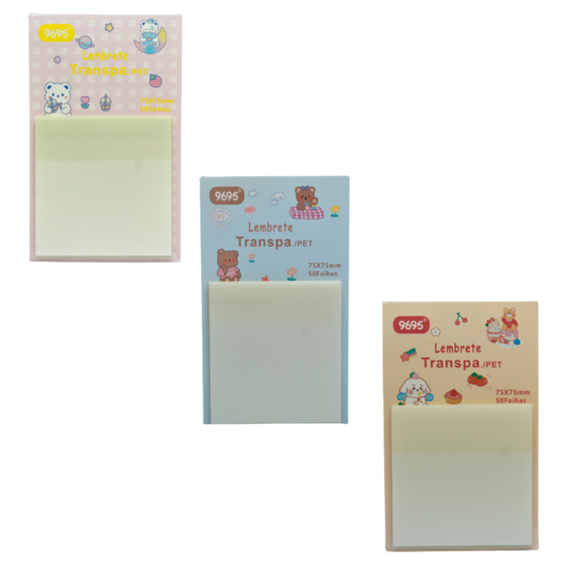 POST IT TRANSPARENTE 75X75MM C/50 FOLHAS # MJ-S9177