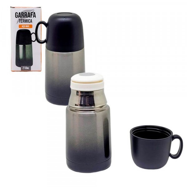 GARRAFA TERMICA PRETA 210ML # 5694