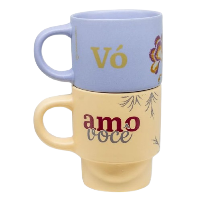 KIT CANECAS BORDADOS DE VO EMPILHAVEIS 150ML # 10026135