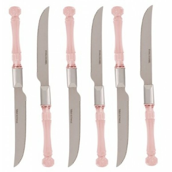 JG.FACA CRISTAL ROSA 6PCS 17.5CM #1673