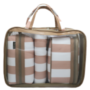 KIT NECESSAIRE C/4 PCS ROSA LISTA LARGA # 033.S