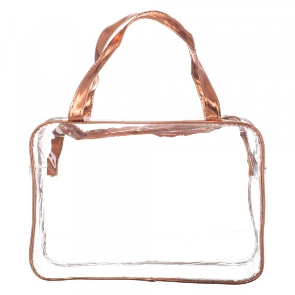 NECESSARIE TRANSPARENTE MARROM 21X30CM #HN86653