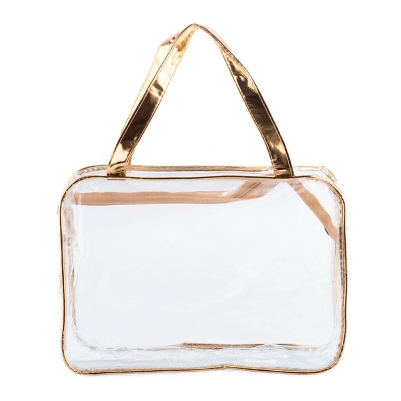 NECESSARIE TRANSPARENTE DOURADA 21X30CM #HN86653