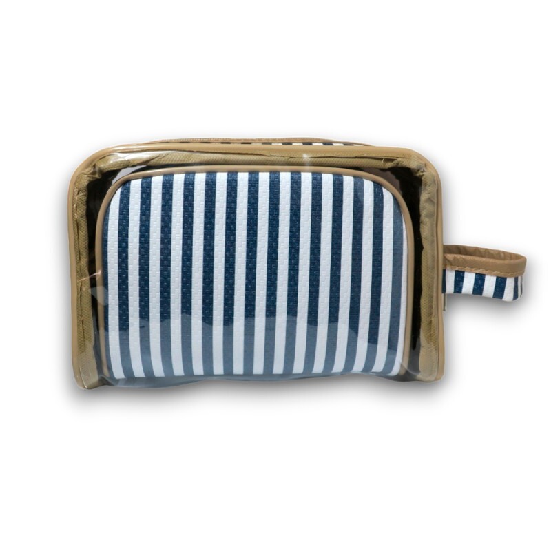 KIT NECESSAIRE LISTRA AZUL 2PCS #2100