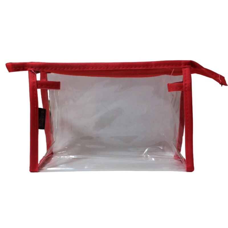 NECESSAIRE TRANSPARENTE VERMELHA 20CM #NEC-001YD-1