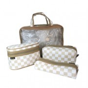 KIT NECESSAIRE QUADRANGULAR BEGE C/4 PCS  # 033.S