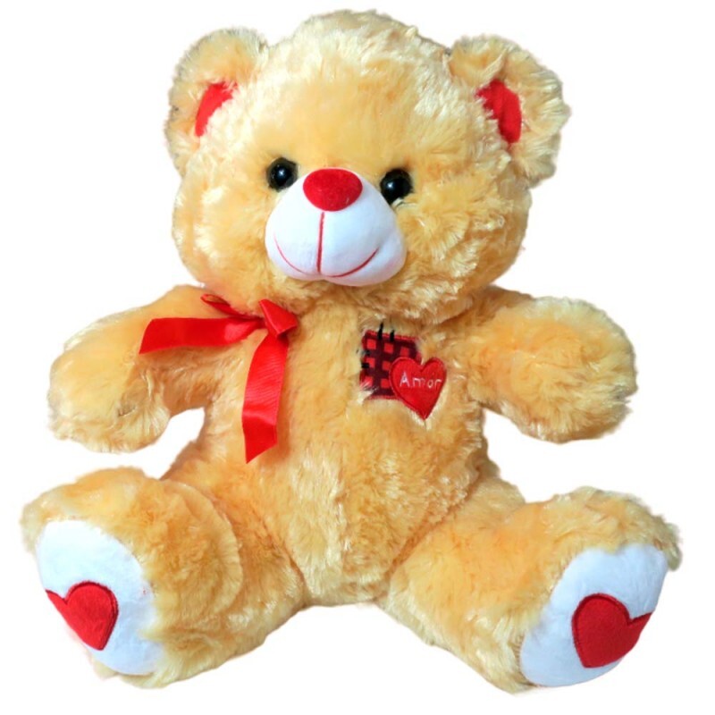 URSO CARAMELO SENTADO C/LACO 34CM # FE6997