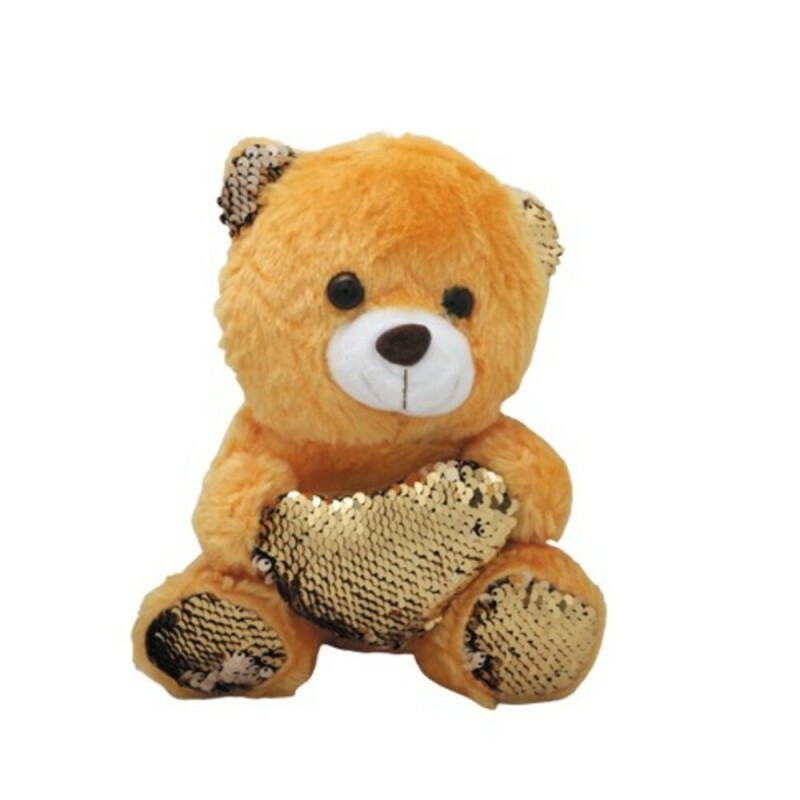 URSO CORACAO LANTEJOULA CARAMELO 20CM # 7003...