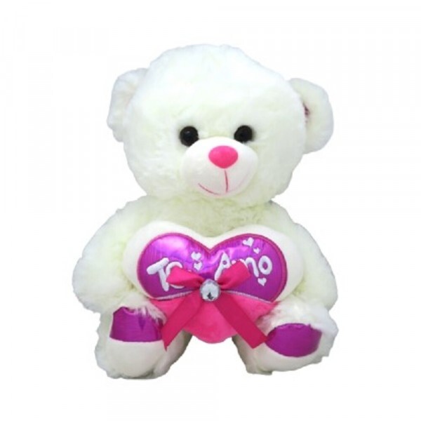 URSO C/ CORACAO LOVE BRANCO 25CM # 7028...