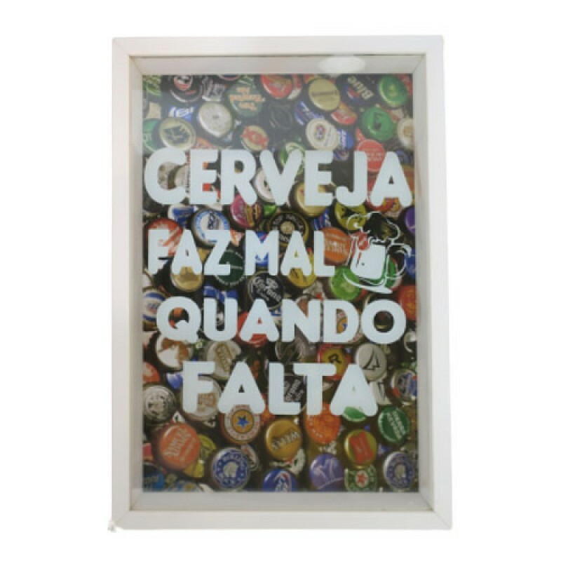 QUADRO PORTA TAMPINHA CERVEJA FAZ MAL 20X30CM #833