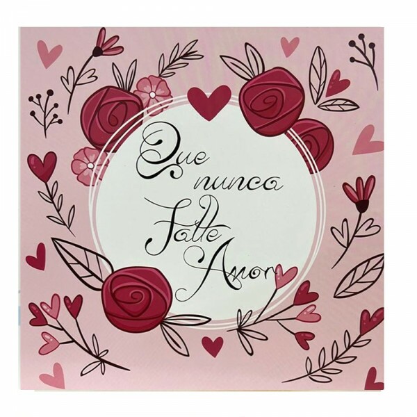 QUADRO O AMOR JAMAIS MORRE 20X20CM # QQ1025