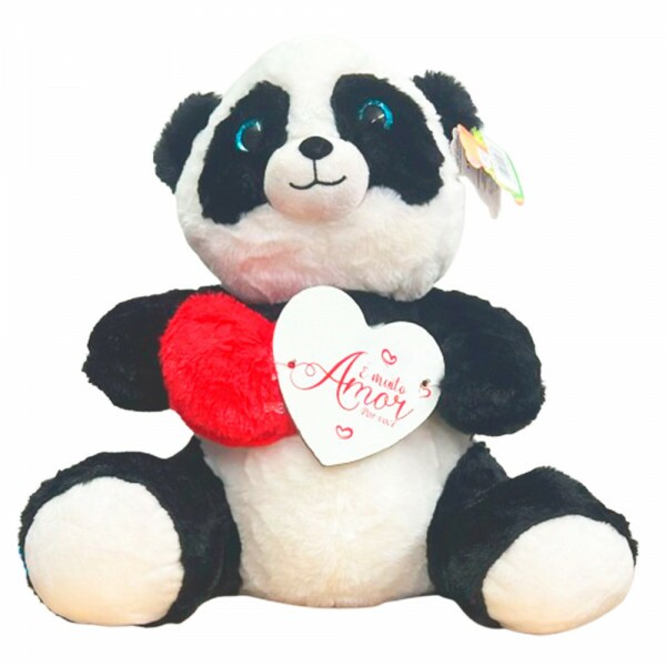 URSO PANDA C/CORACAO E PLACA 40CM # F1837