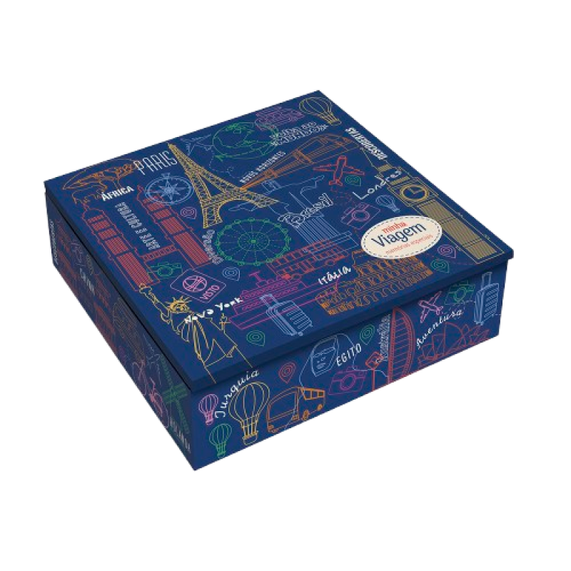 CAIXA MINHA VIAGEM MEMORIAS 18X18X5.5CM # 0777