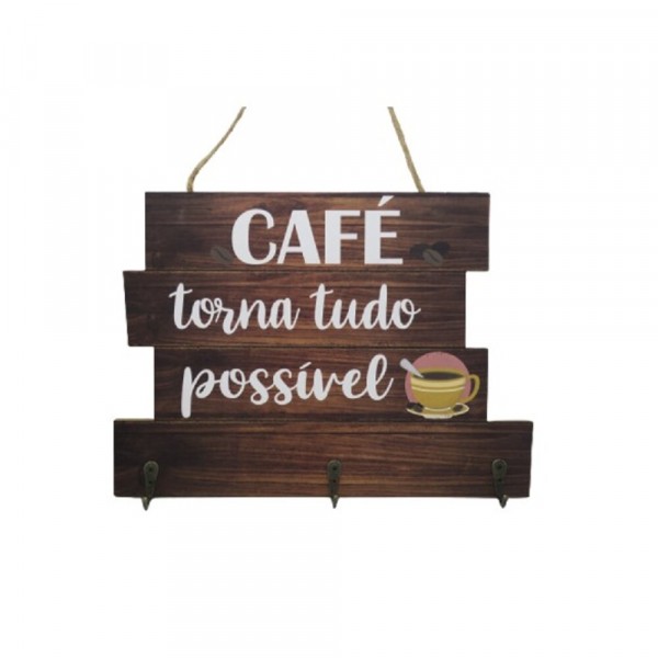PORTA CHAVE C/3 GANCHOS CAFÉ TORNA # 1113