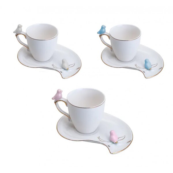 XICARA C/PIRES CAFE BIRDS PLATE BRANCO 90ML #18124